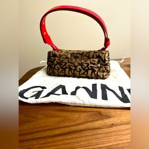 Ganni Pillow Baguette bag in monogram print, rare find